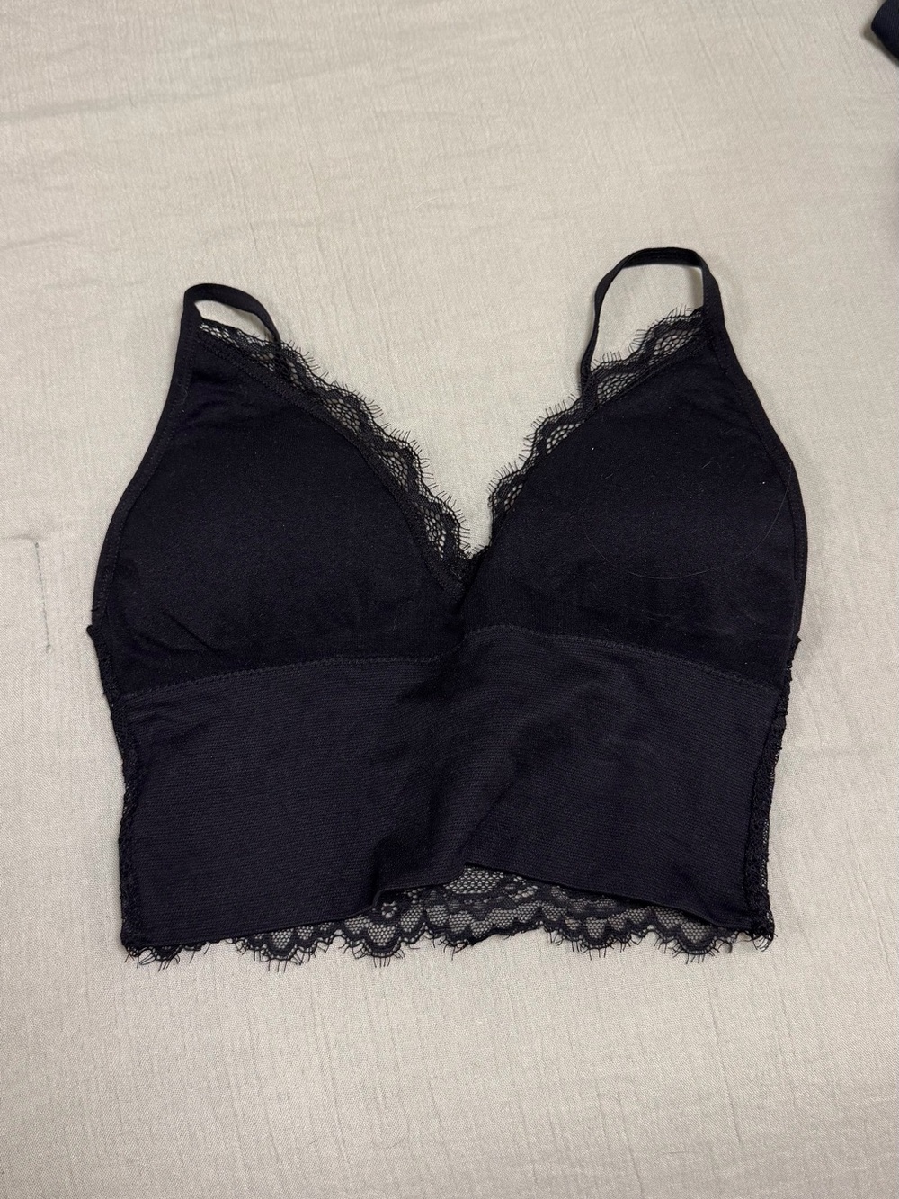 Black Lace Trim Bralette - Women Intimates
